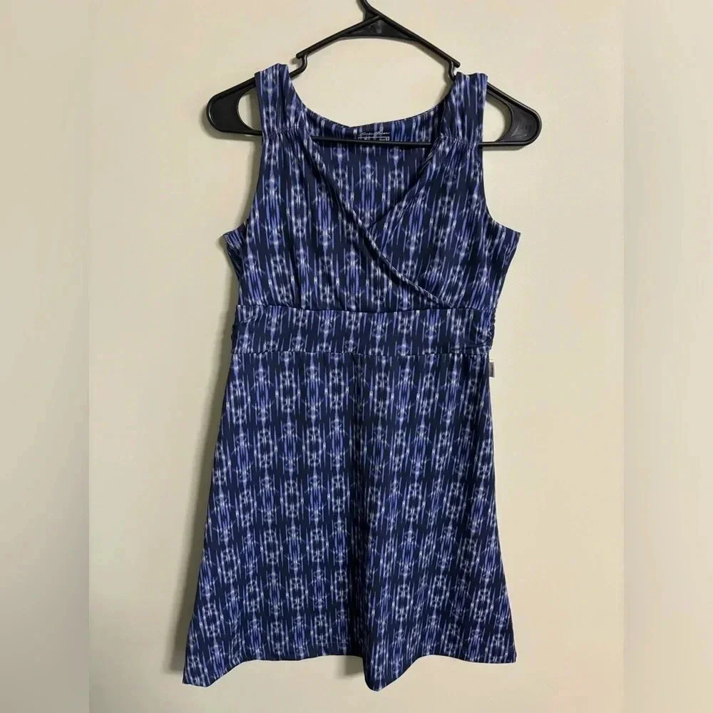 Eddie Bauer Dress Size Small Faux Wrap V-neck Sleeveless Blue Outdoor Women’s